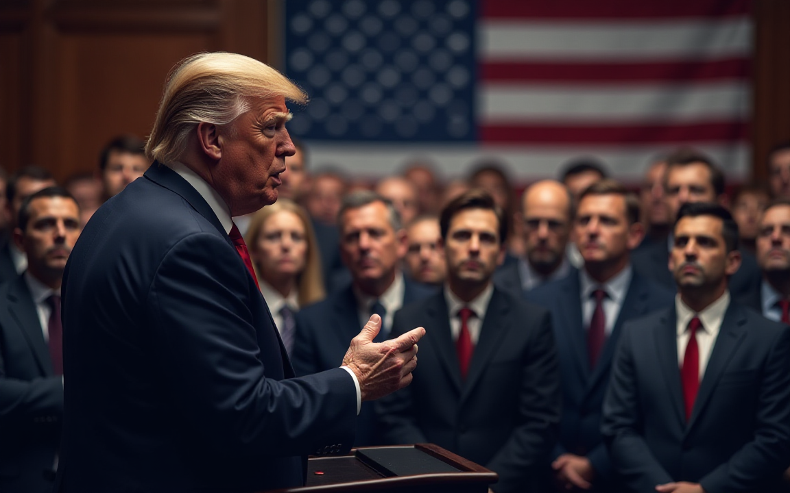 Donald Trump addressing a crowd
